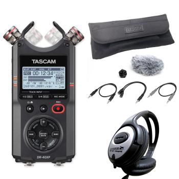 Tascam Audio-Recorder DR-40XP mit Kamera-Zubehörset und Kopfhörer