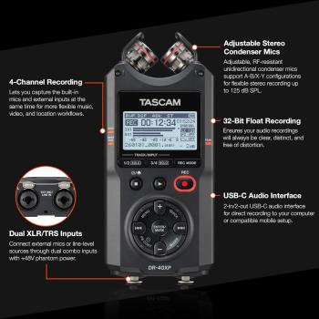Tascam Audio-Recorder DR-40XP 4-Kanal Aufnahmegerät
