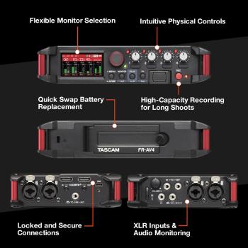 Tascam Audio-Recorder FR-AV4 4-Spur Feldrecorder mit Speicherkarte