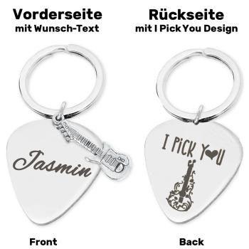 keepdrum Personalisierter Schlüsselanhänger Plektrum I Pick You mit Gravur