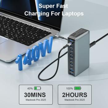 keepdrum USB-Schnell-Ladestation GaN10 10 Anschlüsse
