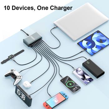 keepdrum USB-Schnell-Ladestation GaN10 10 Anschlüsse