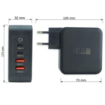 keepdrum USB Mehrfach-Schnell-Ladegerät GaN140 140 Watt