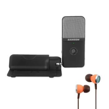 Samson Mikrofon Go Mic Video USB Mikrofon mit Kamera und In-Ear-Hörer