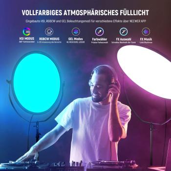 Neewer Videoleuchte GR18C Rundes LED Panel RGB 18 Zoll mit Mikrofasertuch