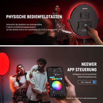 Neewer Videoleuchte GR18C Rundes LED Panel RGB 18 Zoll mit Mikrofasertuch