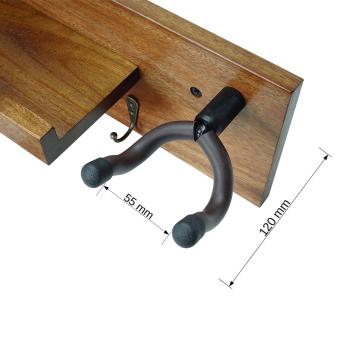 keepdrum Gitarren-Wandhalterung Akazie für 2 Gitarren und Zubehör