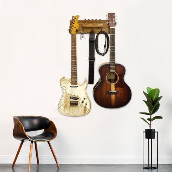 keepdrum Gitarren-Wandhalterung Ebony für 2 Gitarren und Zubehör