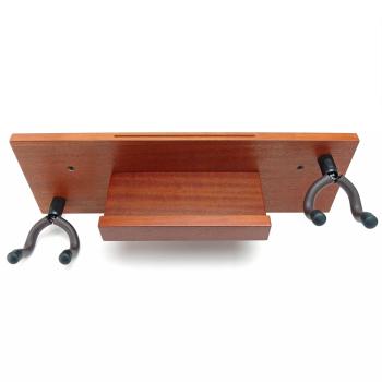 keepdrum Gitarren-Wandhalterung Mahagoni für 2 Gitarren und Zubehör