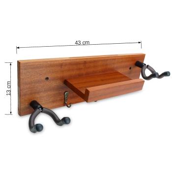 keepdrum Gitarren-Wandhalterung Mahagoni für 2 Gitarren und Zubehör