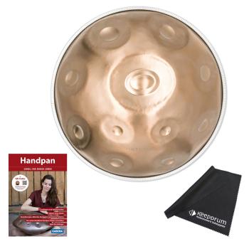 Patera Handpan HPDM-11 Compact Edelstahl D-Kurd mit Lehrbuch und Mikrofasertuch