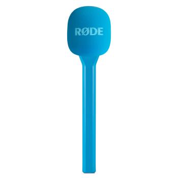 Rode Handadapter Interview GO Blau mit Fell-Windschutz