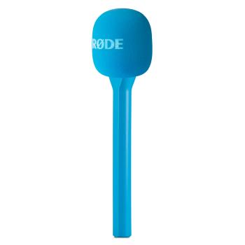 Rode Handadapter Interview GO Blau mit Fell-Windschutz