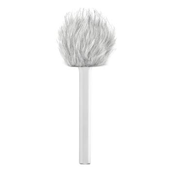 Rode Handadapter Interview GO Weiss mit Fell-Windschutz