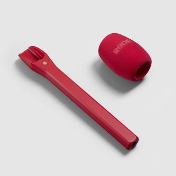 Rode Interview Micro Handadapter für Wireless Micro Rot mit Tuch
