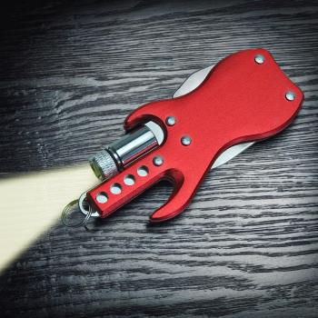 keepdrum Personalisierter Schlüsselanhänger Multitool-Gitarre Rot