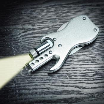 keepdrum Personalisierter Schlüsselanhänger Multitool-Gitarre Silberfarben