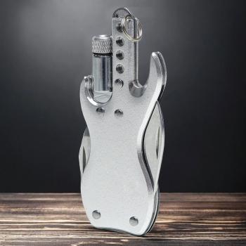 keepdrum Personalisierter Schlüsselanhänger Multitool-Gitarre Silberfarben