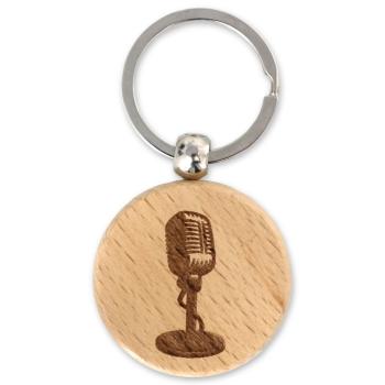 keepdrum Schlüsselanhänger Rund mit Mikrofon Motiv
