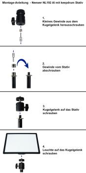 Neewer Dauerlicht NL192AI LED Flächenleuchte mit Stativ und Kugelgelenk