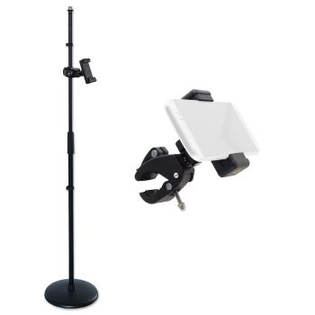 keepdrum Mikrofonständer MS015 gerades Stativ mit Smartphone Halter
