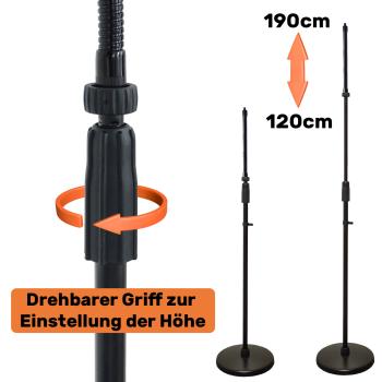 keepdrum Mikrofonständer MS015G gerades Stativ mit Schwanenhals
