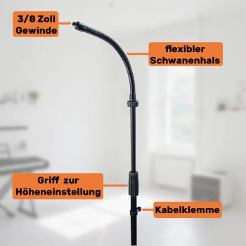 keepdrum Mikrofonständer MS015G gerades Stativ mit Schwanenhals