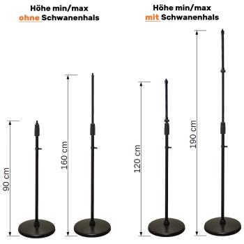 keepdrum Mikrofonständer MS015G gerades Stativ mit Schwanenhals