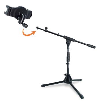 keepdrum Mikrofonständer MS01T niedriges Stativ mit Tablet-Halterung