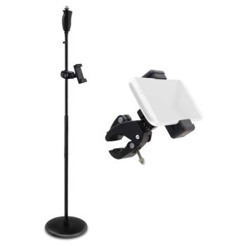 keepdrum Mikrofonständer MS124 Einhand-Stativ mit Smarthpone-Halter