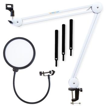 keepdrum MS138 Mikrofonarm Weiss mit Popschutz Weiss