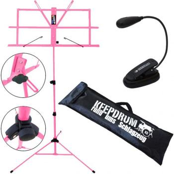 keepdrum MUS2PK Notenständer Pink mit Leuchte
