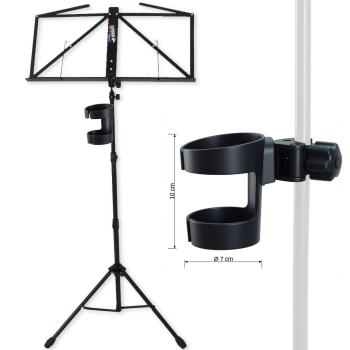 keepdrum Notenständer MUS3BK Schwarz mit Getränkehalter