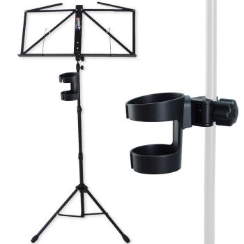 keepdrum Notenständer MUS3BK Schwarz mit Getränkehalter