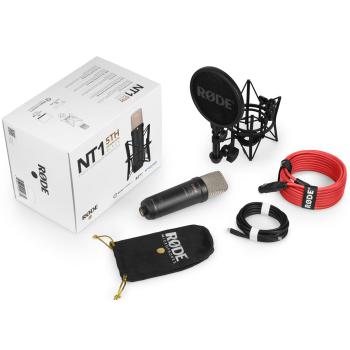 Rode NT1 5th Generation Mikrofon Schwarz mit Stativ-Arm in Weiss