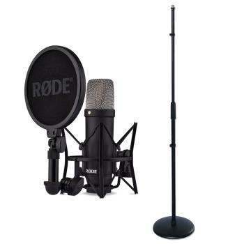 Rode Studio-Mikrofon NT1 Signature Black mit geradem Mikrofonständer
