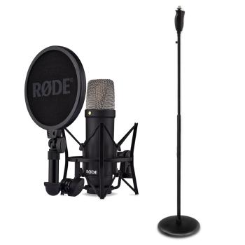 Rode Studio-Mikrofon NT1 Signature Black mit Einhand-Mikrofonständer