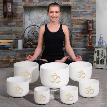keepdrum Klangschalen-Set OM Set Weiss 8-14 Zoll mit Zubehör