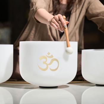 keepdrum Klangschalen-Set OM Weiss 4-Chakren Set mit Zubehör