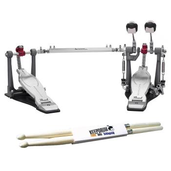 Pearl P-1032R Doppel-Fußmaschine mit Schlagzeugstöcken