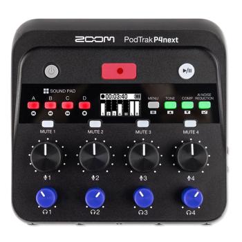 Zoom Audio-Recorder PodTrak P4next 4-Spur Podcast-Mixer