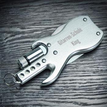 keepdrum Personalisierter Schlüsselanhänger Multitool-Gitarre Silberfarben