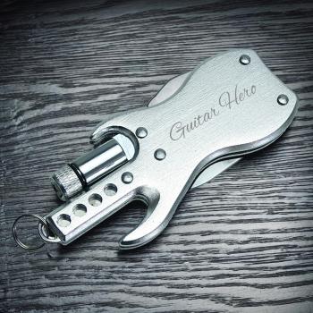 keepdrum Personalisierter Schlüsselanhänger Multitool-Gitarre Silberfarben