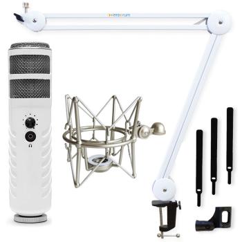 Rode Podcaster mit Mikrofonarm Weiss mit Spinne