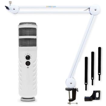 Rode Podcaster USB-Mikrofon mit Mikrofonarm Weiss
