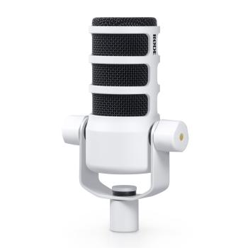 Rode Mikrofon Podmic Weiss mit DS-3 Tisch-Stativ und Kabel