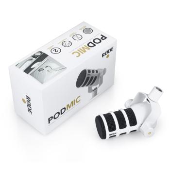 Rode Mikrofon Podmic Weiss mit DS-3 Tisch-Stativ und Kabel
