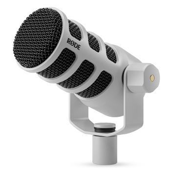 Rode Mikrofon Podmic USB Weiss mit DS-3 Tisch-Stativ und Tuch