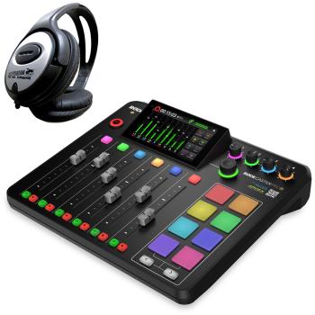 Rode Rodecaster Pro II Podcast Station mit Kopfhörer