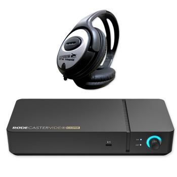Rode Rodecaster Video Core Produktions-Konsole mit Kopfhörer
